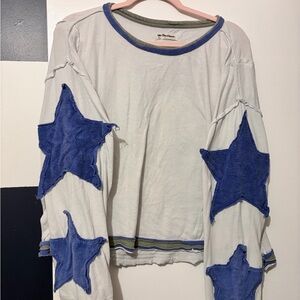 We The Free Free People White Blue Green You’re A Star Tee Size Small